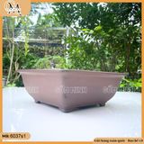 Chậu vuông trơn 25cm, chậu gốm đất đen làm mát rễ cây, chậu bonsai vuông, chậu trồng cây