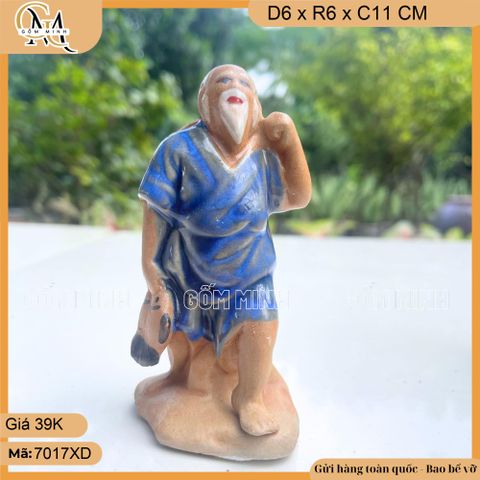 Tiểu cảnh ông lão xách cá trang trí chậu cây