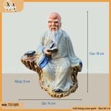 Tượng Lão Tử đọc sách men rạn 2 kích thước, tượng đọc sách, tượng gốm decor bàn làm việc, kệ sách