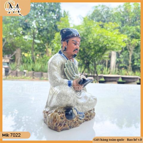 Tượng Khổng Minh đứng, ngồi đọc sách men rạn gốm Bát Tràng nhiều kích thước