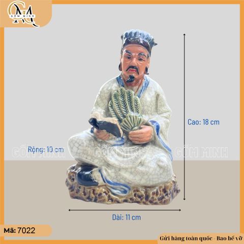 Tượng Khổng Minh đứng, ngồi đọc sách men rạn gốm Bát Tràng nhiều kích thước