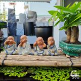 Bộ tượng chú tiểu tứ không men rạn Bát Tràng