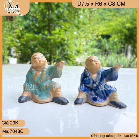 Tượng chú tiểu đánh võ mini nhiều tư thế, tượng tiểu cảnh, tuọng mini trang trí bonsai (giao màu ngẫu nhiên)