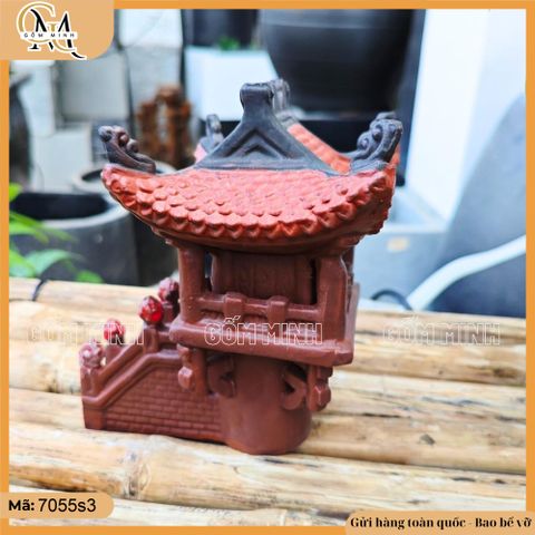 Tiểu cảnh chùa 1 cột nhỏ trang trí non bộ, thác nước
