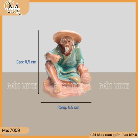 Tiểu cảnh ông lão câu cá nhỏ trang trí hồ cá, thác nước, non bộ