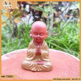 Tượng chú tiểu ngồi chắp tay mini gốm sứ Bát Tràng, tượng chú tiểu mini trang trí nhà cửa