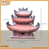 Tiểu cảnh chùa 3 mái lớn, mô hình chùa ba mái cao 27cm, mô hình ngôi chùa gốm đất đỏ