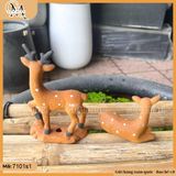 Tiểu cảnh cặp nai nhỏ gốm Bát Tràng trang trí bonsai, thác nước, hòn non bộ