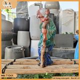 Tượng lão mai cầm gậy cao 26cm, cao 31cm gốm Bát Tràng ghép cây bonsai