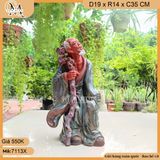 Tượng lão mai đất đỏ cao 35cm, tượng ông lão cầm gậy gốm đất đỏ, tượng ghép bonsai