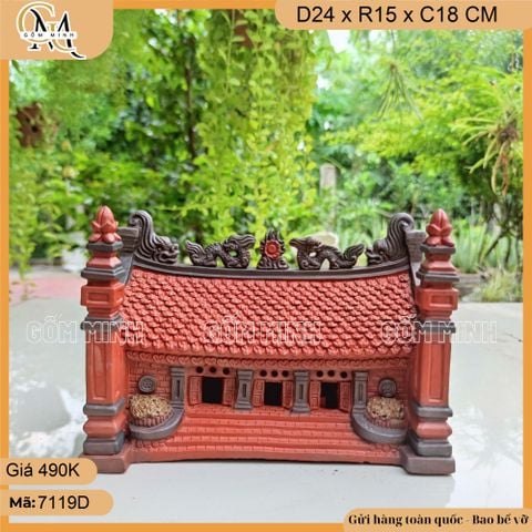 Tiểu cảnh đình làng đất đỏ lớn, mô hình đình làng to trang trí tiểu cảnh bonsai, phụ kiện hòn non bộ