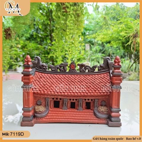 Tiểu cảnh đình làng đất đỏ lớn, mô hình đình làng to trang trí tiểu cảnh bonsai, phụ kiện hòn non bộ