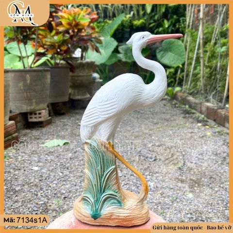 Tượng Cò Sứ, tượng tiểu cảnh cò lớn trang trí hòn non bộ, phụ kiện hòn non bộ, phụ kiện trang trí