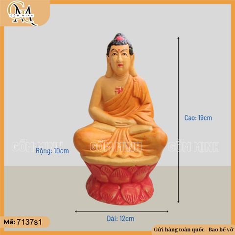 Tượng Phật tổ ngồi 2 kích thước bằng gốm sứ, tượng phật ngồi đài sen trang trí phòng thiền, trang trí non bộ