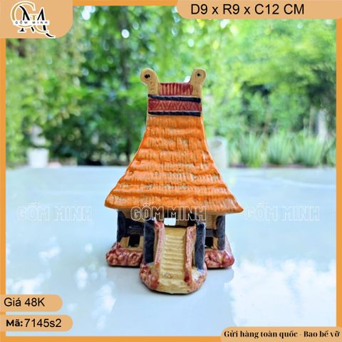 Mô hình nhà rông vàng, mô hình nhà rông Tây Nguyên trang trí tiểu cảnh bonsai, phụ kiện hòn non bộ