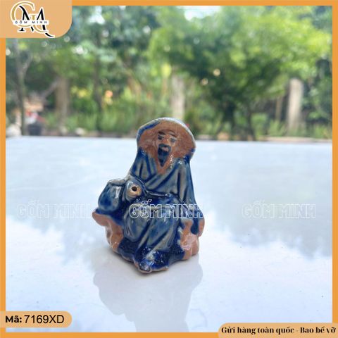 Tượng ông câu cá giỏ nhỏ, tượng vọng câu cá, tượng câu cá mini, phụ kiện bể cá, phụ kiện hòn non bộ