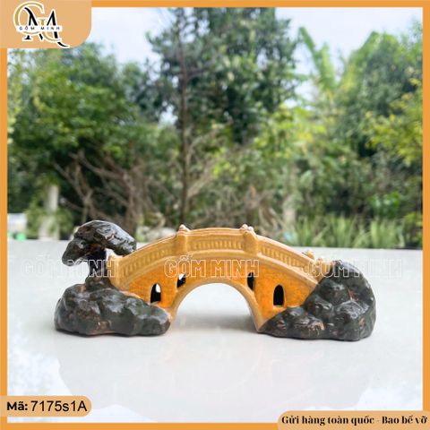 Tiểu cảnh cầu vàng nhỏ 2 kích thước trang trí hòn non bộ, bể bán cạn