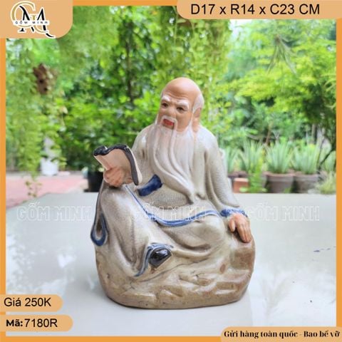 Tượng Lão Tử đọc sách lớn cao 23cm, tượng ông lão đọc sách, tượng đọc sách trang trí tiểu cảnh bonsai