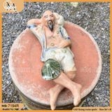 Tượng há miệng chờ sung dài 20cm gốm sứ Bát Tràng, tượng trang trí bonsai, hòn non bộ