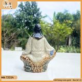 Tượng ông uống trà, đọc sách cao 14cm gốm Bát Tràng, tượng decor bàn trà, tượng trang trí bonsai