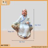 Tượng ông uống trà, đọc sách cao 14cm gốm Bát Tràng, tượng decor bàn trà, tượng trang trí bonsai