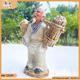 Tượng tiều phu men rạn, tượng lão tiều phu cao 16cm, tượng ông gánh củi trang trí bonsai
