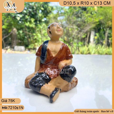 Tượng Tiều Phu cao 10-13cm, tượng gốm trang trí chậu cây bonsai, tượng trang trí sân vườn