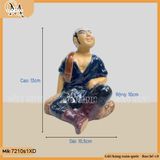 Tượng Tiều Phu cao 10-13cm, tượng gốm trang trí chậu cây bonsai, tượng trang trí sân vườn