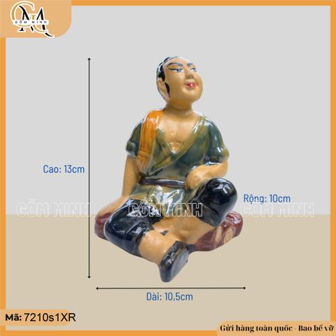 Tượng Tiều Phu cao 10-13cm, tượng gốm trang trí chậu cây bonsai, tượng trang trí sân vườn