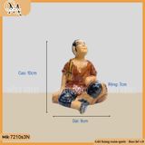 Tượng Tiều Phu cao 10-13cm, tượng gốm trang trí chậu cây bonsai, tượng trang trí sân vườn