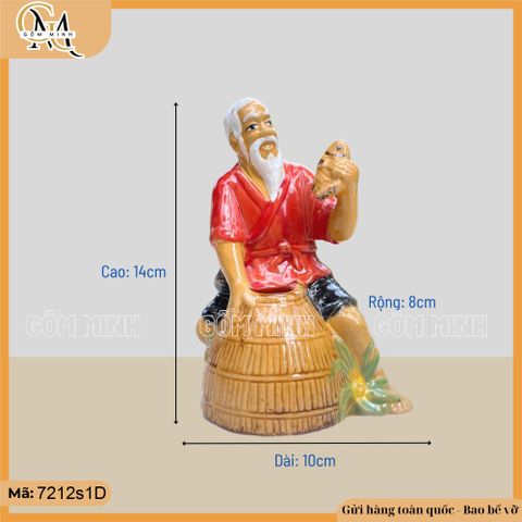 Tượng ông úp nơm cao 10cm, 12cm, 14cm, tượng gốm trang trí bể cá, phụ kiện hòn non bộ
