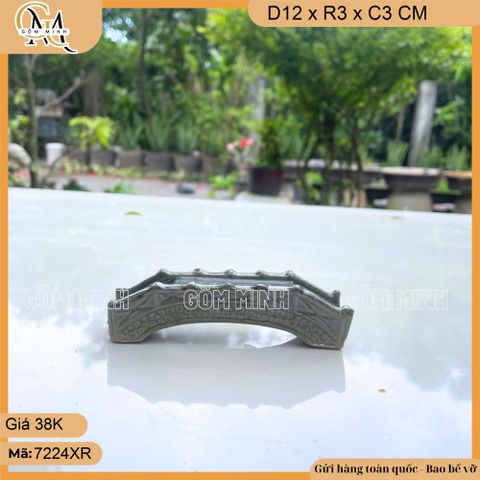 Mô hình cầu nhỏ dài 12cm bằng gốm decor non bộ, phụ kiện hòn non bộ