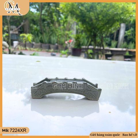 Mô hình cầu nhỏ dài 12cm bằng gốm decor non bộ, phụ kiện hòn non bộ