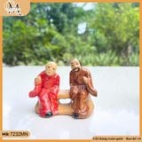 Tiểu cảnh 2 ông đánh cờ (màu ngẫu nhiên), tượng đánh cờ gốm Bát Tràng trang trí chậu cây bonsai