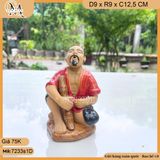 Tượng ông hút thuốc lào cao 12,5cm nhiều màu, tượng gốm decor bàn trà, chậu bonsai