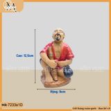 Tượng ông hút thuốc lào cao 12,5cm nhiều màu, tượng gốm decor bàn trà, chậu bonsai