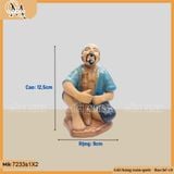 Tượng ông hút thuốc lào cao 12,5cm nhiều màu, tượng gốm decor bàn trà, chậu bonsai