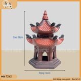 Mô hình lầu tròn 2 mái cổ kính [cao 18cm] bằng gốm đất đỏ