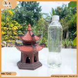 Mô hình lầu tròn 2 mái cổ kính [cao 18cm] bằng gốm đất đỏ