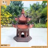 Mô hình lầu tròn 2 mái cổ kính [cao 18cm] bằng gốm đất đỏ