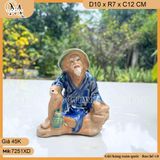 Tượng ông câu cá đội nón cao 12cm, tượng vọng câu cá, tượng ông lão câu cá, phụ kiện bể cá