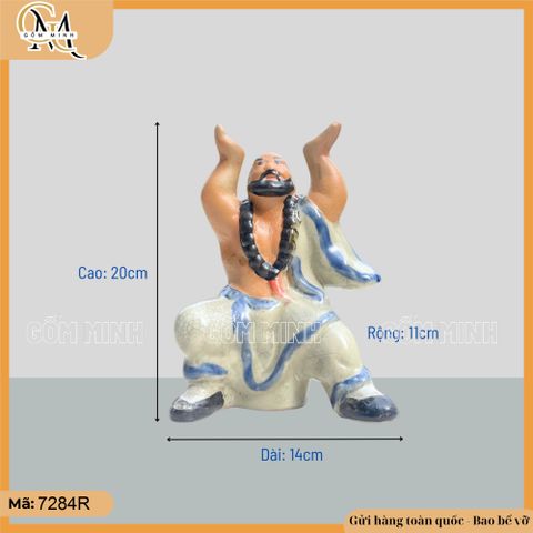 Tượng Lỗ Trí Thâm ghép cây, Tượng Lỗ Trí Thâm không vò cao 20cm dáng dâng vò
