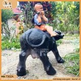 Tượng Mục đồng chăn trâu cao 54cm kiểu thổi sáo, đọc sách size đại gốm Bát Tràng sắc nét từng chi tiết