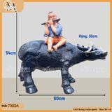 Tượng Mục đồng chăn trâu cao 54cm kiểu thổi sáo, đọc sách size đại gốm Bát Tràng sắc nét từng chi tiết