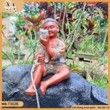 Tượng Mục đồng chăn trâu cao 54cm kiểu thổi sáo, đọc sách size đại gốm Bát Tràng sắc nét từng chi tiết