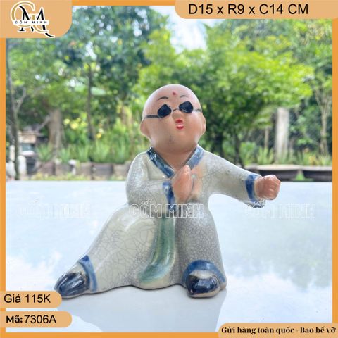Tượng chú tiểu đánh võ nhiều dáng - dũng mãnh, quyết tâm, tượng gốm võ thuật gốm Bát Tràng