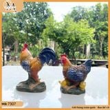 Tượng cặp gà trống mái cùng đàn con bằng gốm - Tinh xảo, sắc nét, biểu tượng sung túc, gia đình ấm êm
