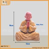 Tượng sư ngồi thiền cao 16cm bằng gốm đất đỏ Bát Tràng, tượng phật decor không gian thiền