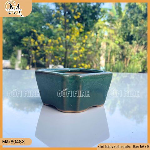 Chậu bonsai mini, chậu trơn men xanh nhiều mẫu, chậu trơn mini trồng cây bonsai