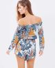 Jumpsuit ngắn bẹt vai, tay dài